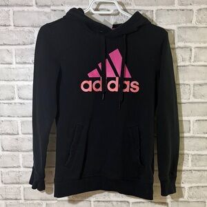 Adidas logo Black Hoodie with Pink Accents, size small